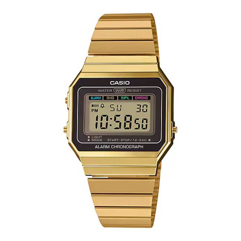 Casio Vintage Digital Gold Digital 35.5mm Stainless Steel Band