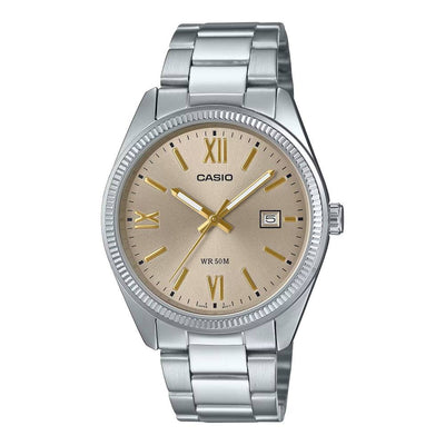 Casio Analog Steel Date 38.5mm Stainless Steel Band