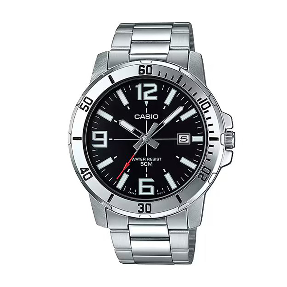 Casio Analog Steel Date 45mm Stainless Steel Band