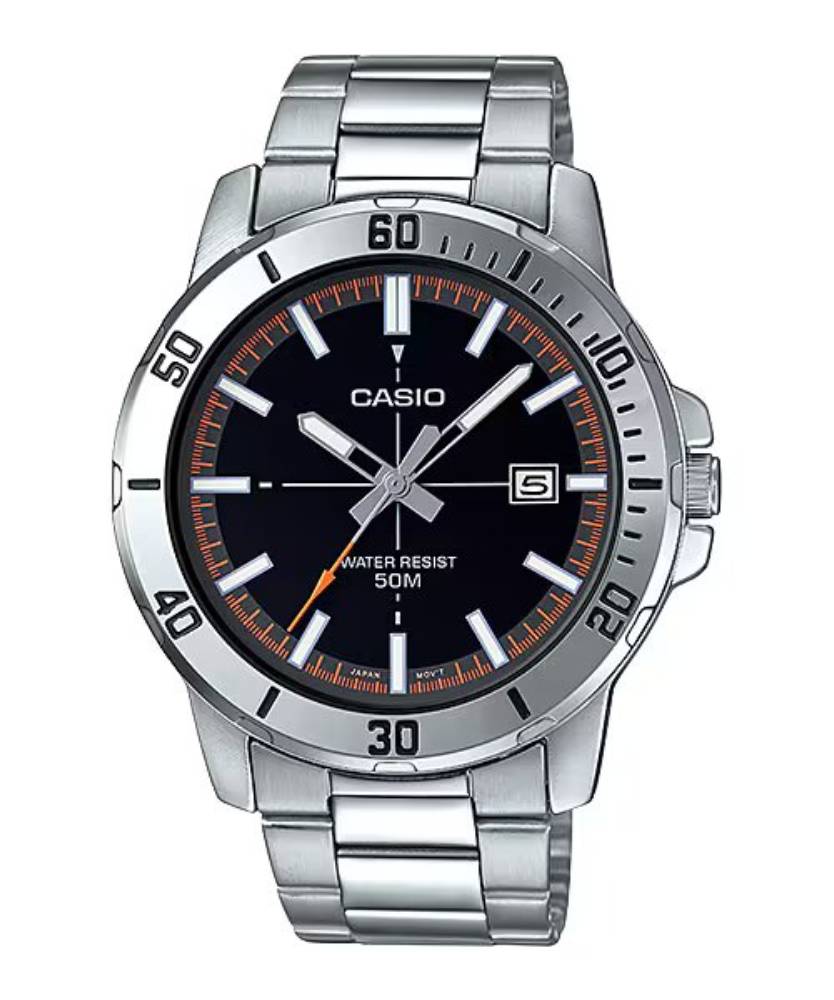 Casio Analog Steel Date 45mm Stainless Steel Band