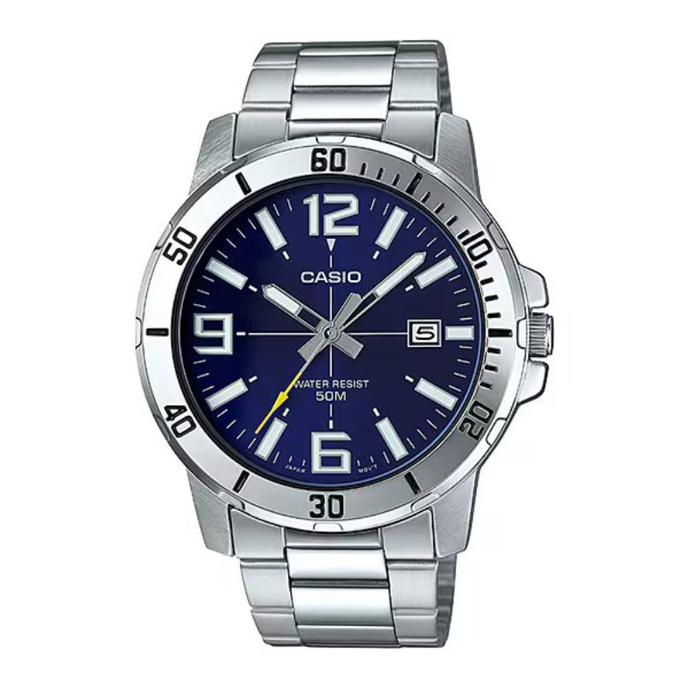 Casio Analog Steel Date 45mm Stainless Steel Band