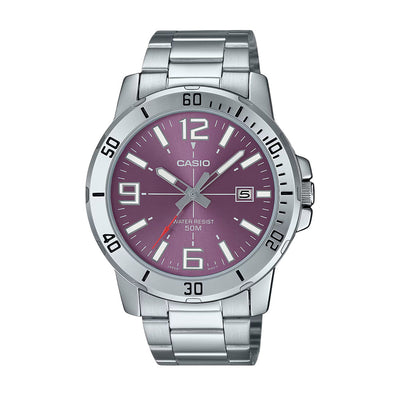 Casio Analog Steel Date 45mm Stainless Steel Band