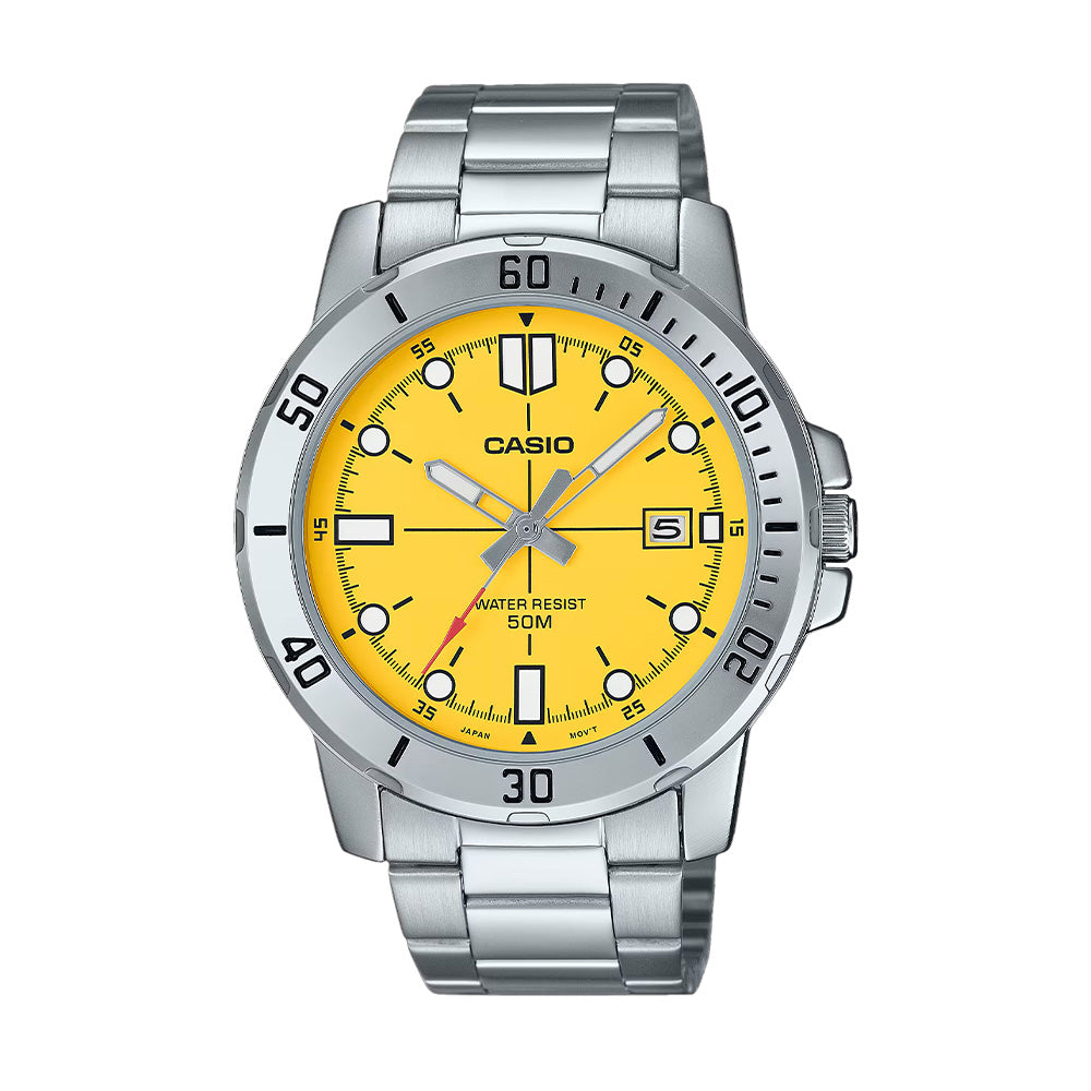 Casio Analog Steel Date 45mm Stainless Steel Band