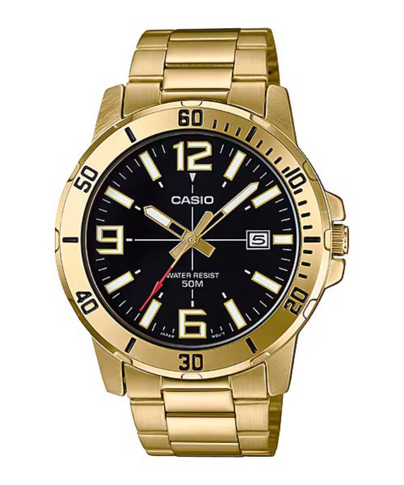 Casio Analog Gold Date 45mm Stainless Steel Band