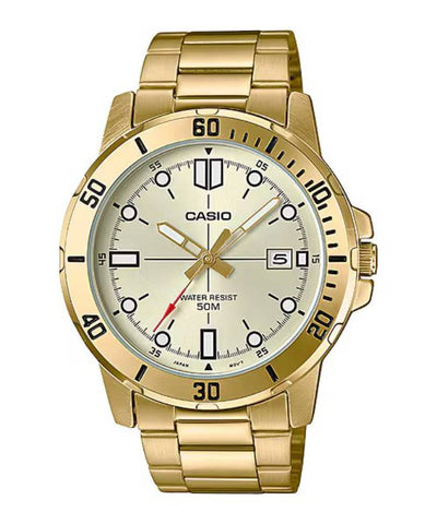 Casio Analog Gold Date 45mm Stainless Steel Band