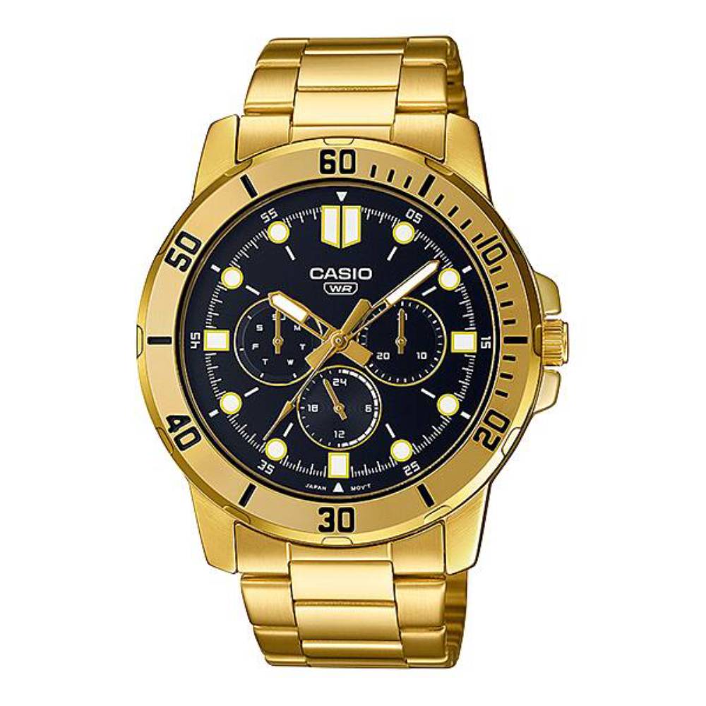 Casio Analog Gold Multifunction 45mm Stainless Steel Band