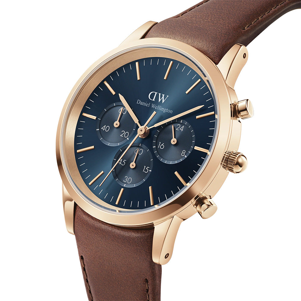 Daniel Wellington Watches Iconic Chronograph 42mm Leather Band