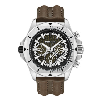 Police Electrical Multifunction 46mm Leather Band