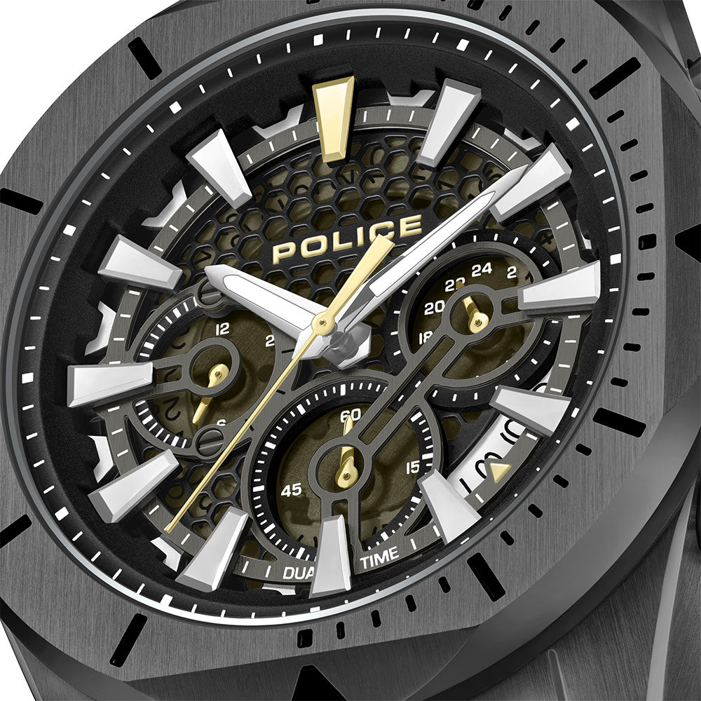 Police Electrical Multifunction 46mm Leather Band