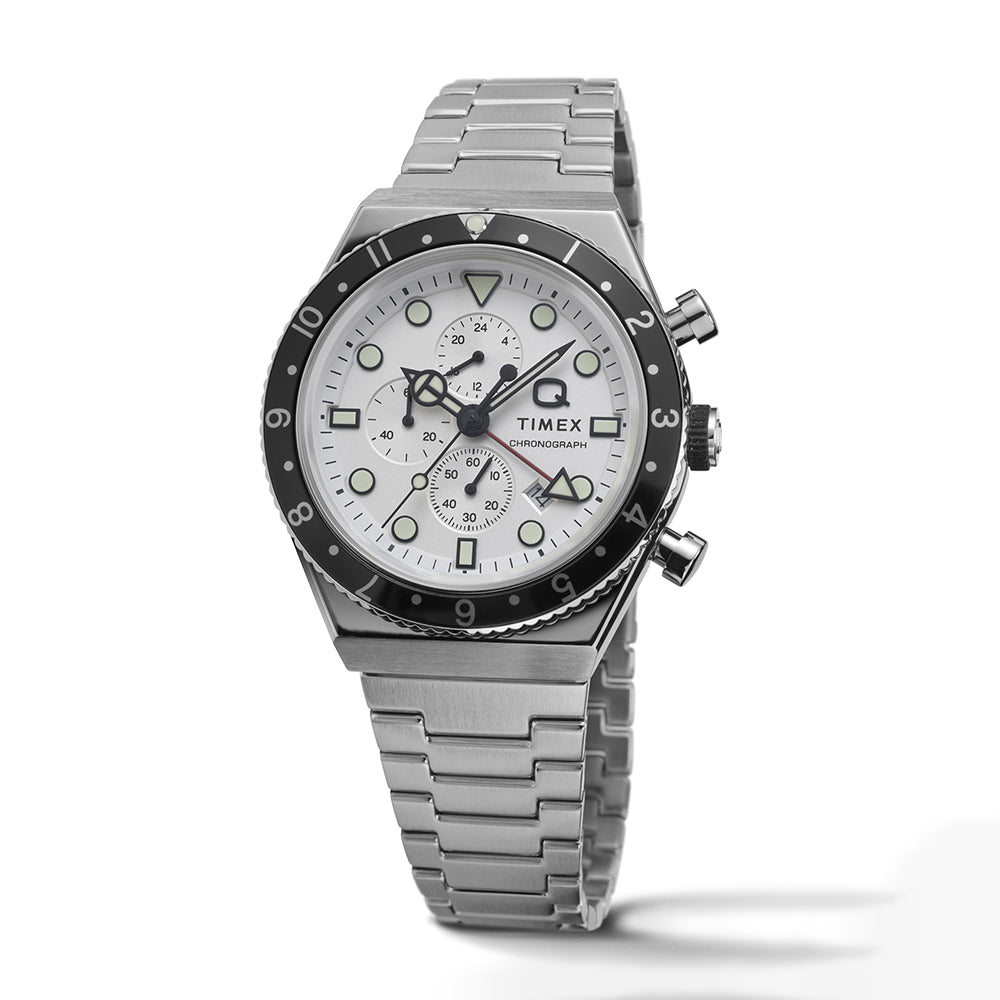 Timex Q Timex Gmt Chronograph 40mm Stainless Steel Band