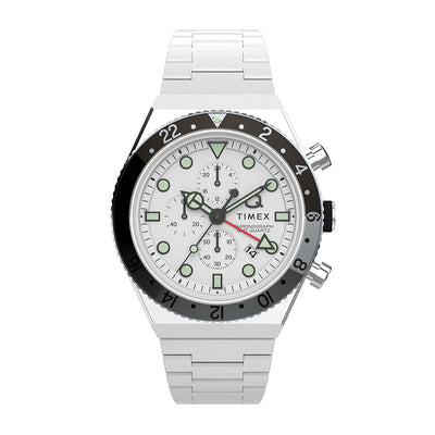 Timex Q Timex Gmt Chronograph 40mm Stainless Steel Band