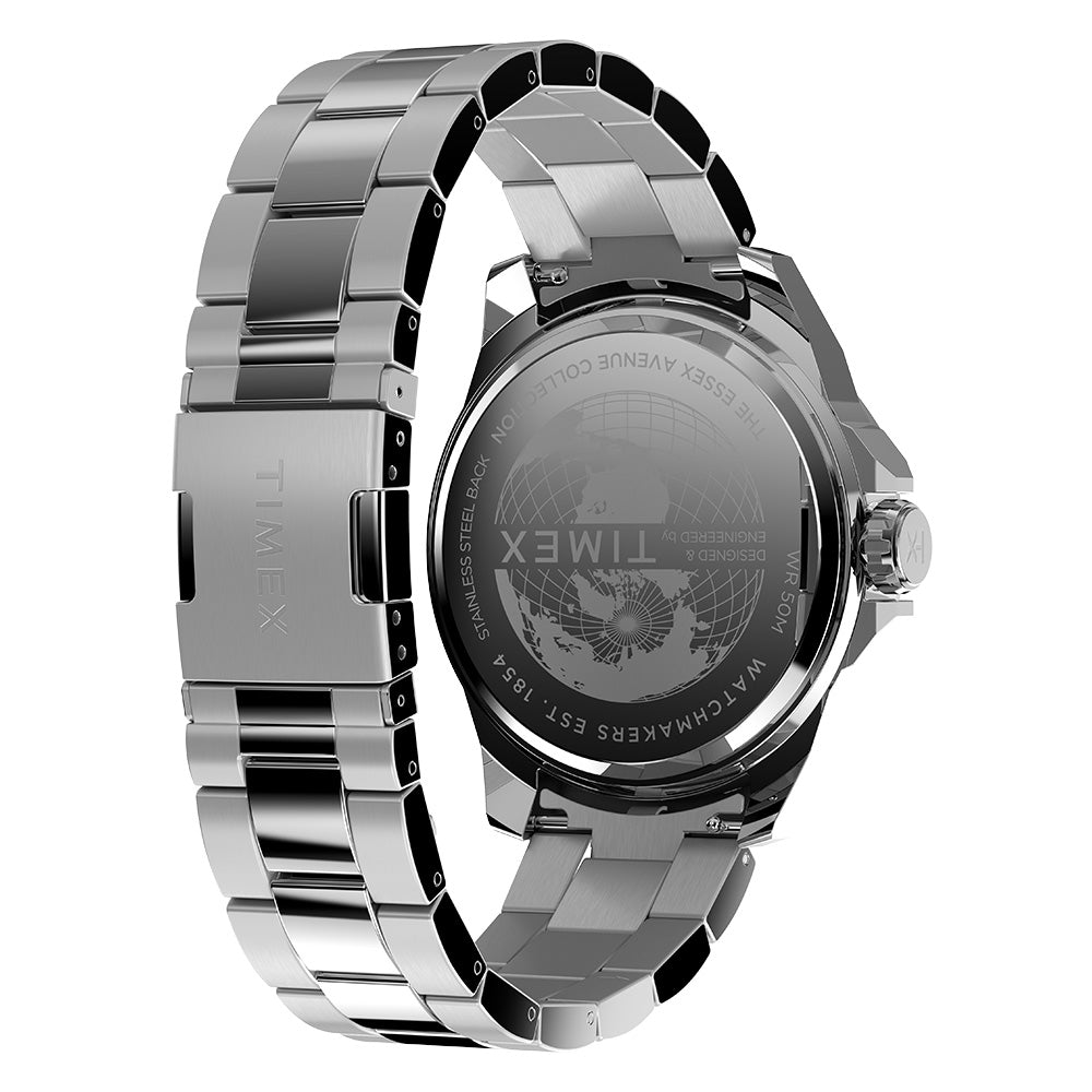 Timex Essex Avenue Day-Date 46mm Stainless Steel Band