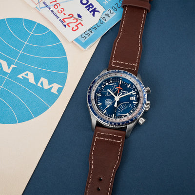 Timex Timex Fly Back Chronograph x Pan Am  43mm Leather Band