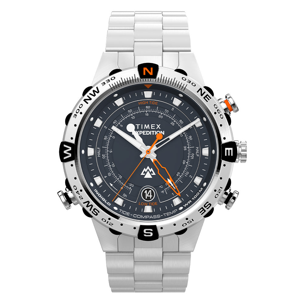 Timex Expedition Tide-Temp-Compass  45mm Stainless Steel Band