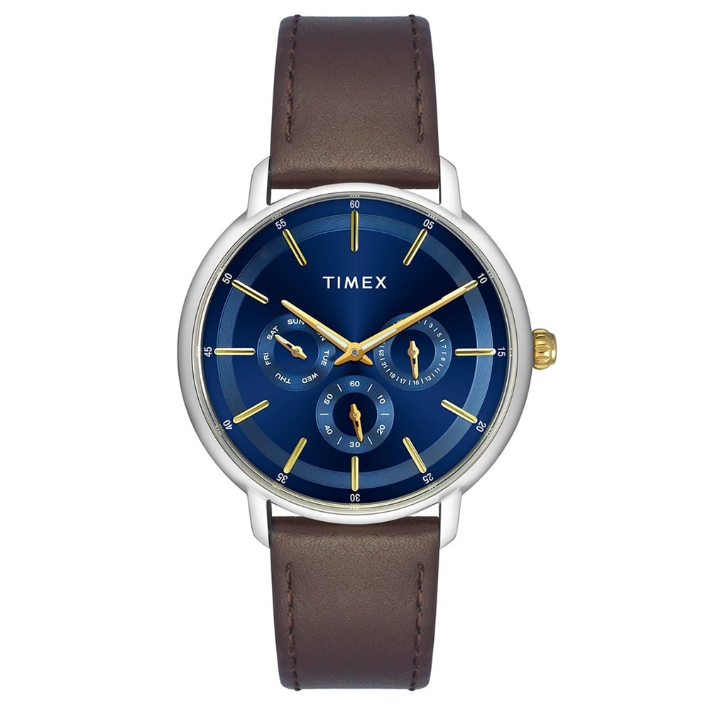 Timex The Slim Line Multifunction 42mm Leather Band