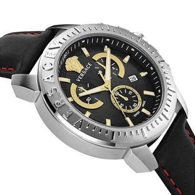 Versace New Chrono Chronograph 45mm Leather Band