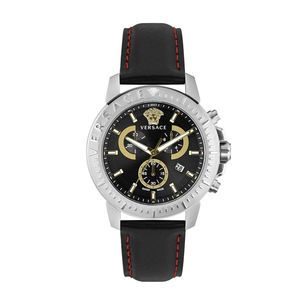 Versace New Chrono Chronograph 45mm Leather Band