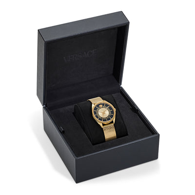 Versace New V-Circle 3-Hand 36mm Stainless Steel Band