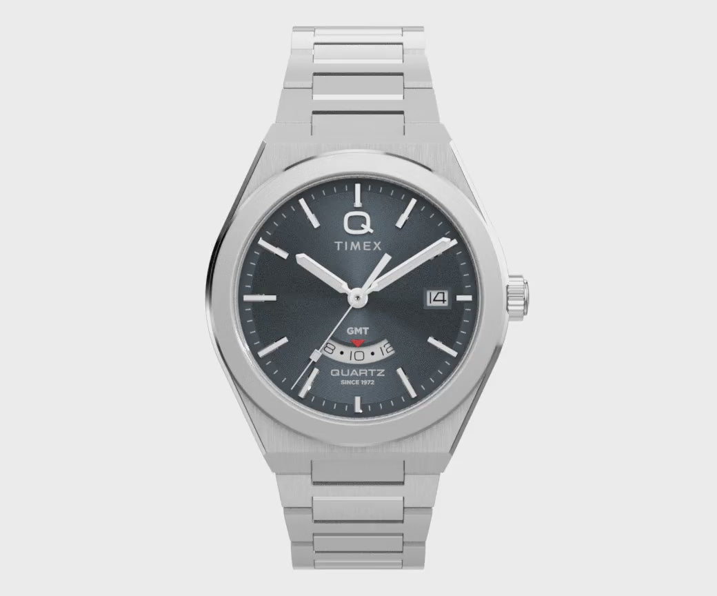 Timex Q Timex Continental  Gmt 39mm Stainless Steel Band