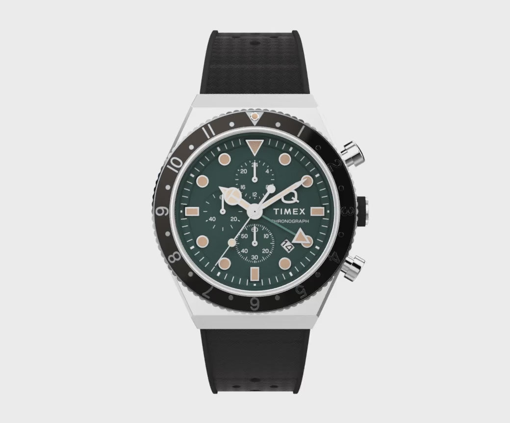 Timex Q Timex Gmt Chronograph 40mm Rubber Band