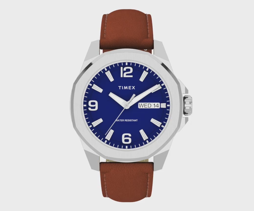 Timex Essex Avenue Day-Date 46mm Leather Band