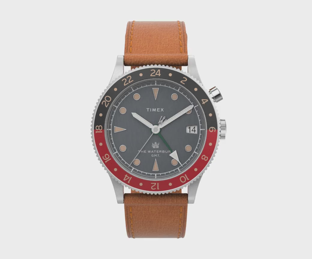 Timex Waterbury Traditional Gmt Date 39mm Leather Band