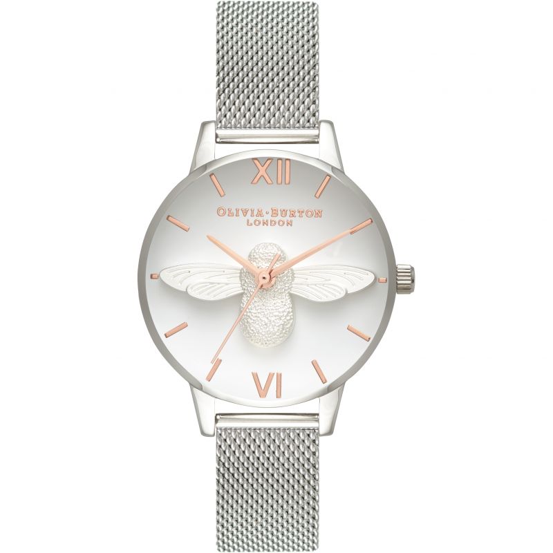 Olivia Burton 3D Bee 3-Hand 30mm Mesh Band